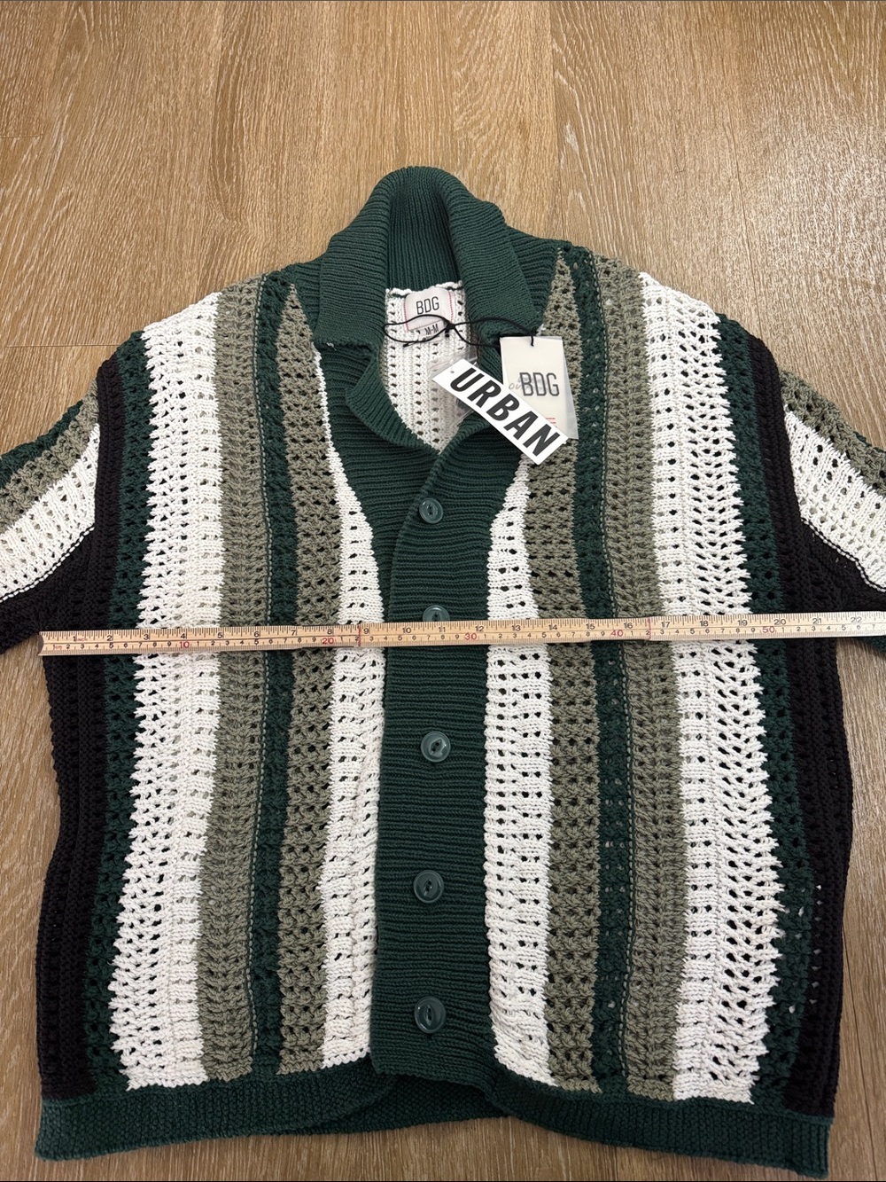 Urban Outfitters BDG Open Knit Crochet Button Up Shirt Coastal Grandpa Core M - Picture 6 of 8